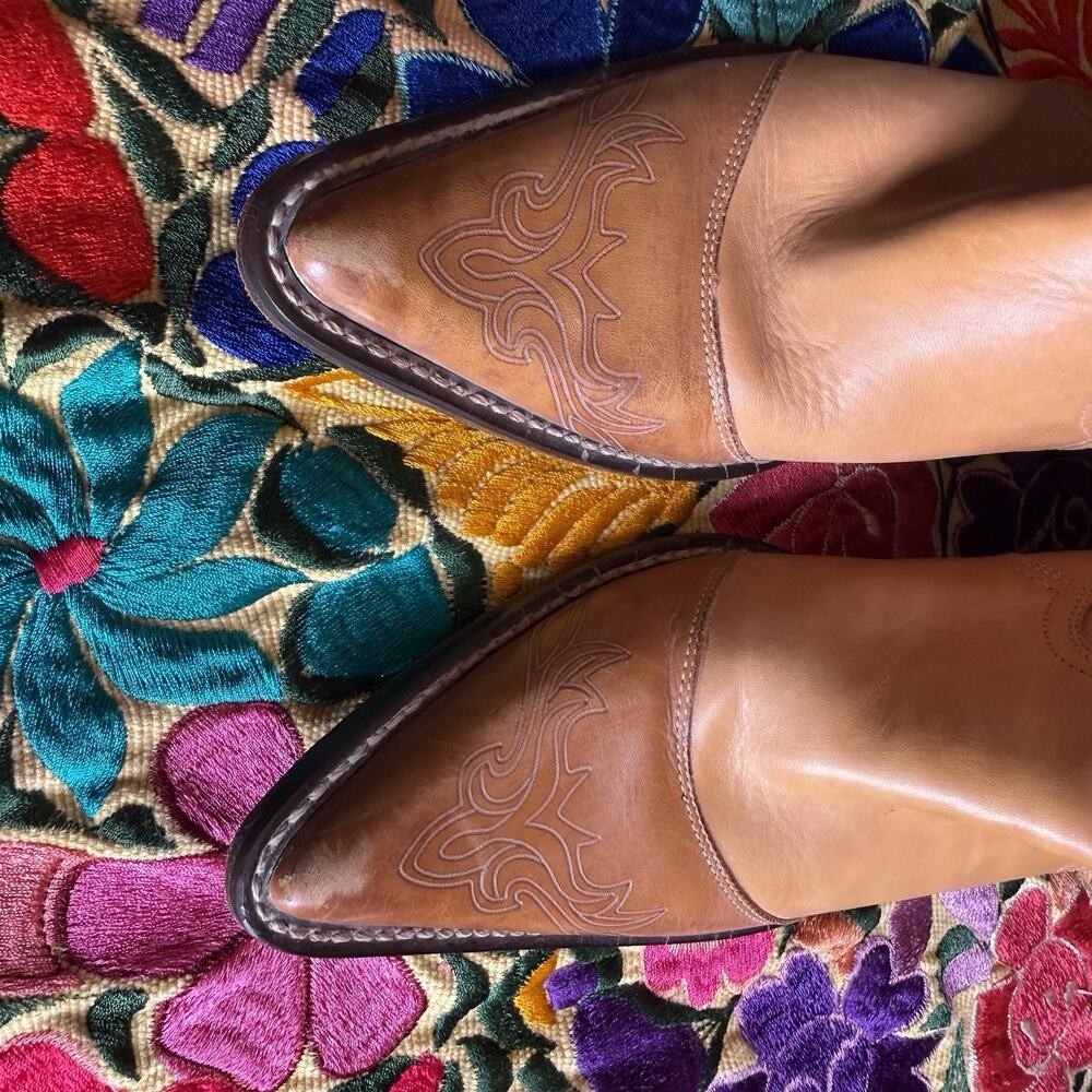 Vintage Stetson Casey Tan Leather Cowboy Boots Womens 9B Made In Brazil Western - Picture 3 of 11